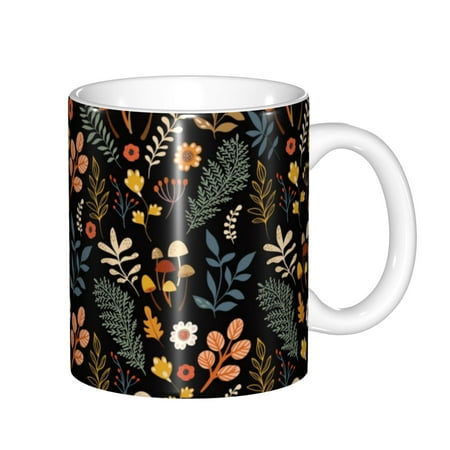 

Yiaed Autumn Floral Print Ceramics Coffee Large Handle Design Extra Large Tea and Coffee Cup for Office and Home Mugs