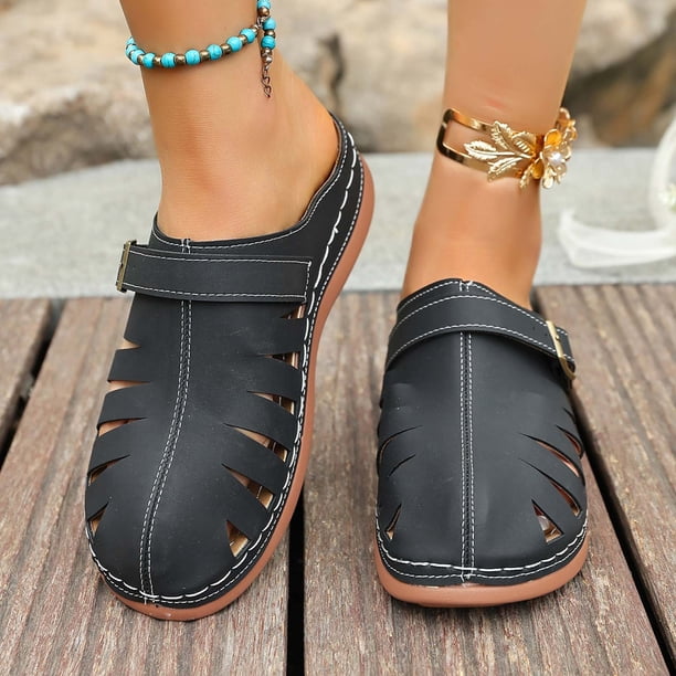 MKLEKYY Sandalias de Verano para Mujer, Lisas, Informales, Con Punta Abierta, Cuñas, Cómodas, para Playa, Sandalias, Zapatillas 865