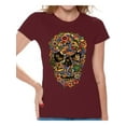 thumbnail image 1 of Awkward Styles Fauna Skull Tshirt for Women Floral Skull Shirt Sugar Skull Shirts for Women Dia de los Muertos Gifts for Her Day of the Dead T Shirt Sugar Skull Flowers T-Shirt for Women Skull Gifts, 1 of 4