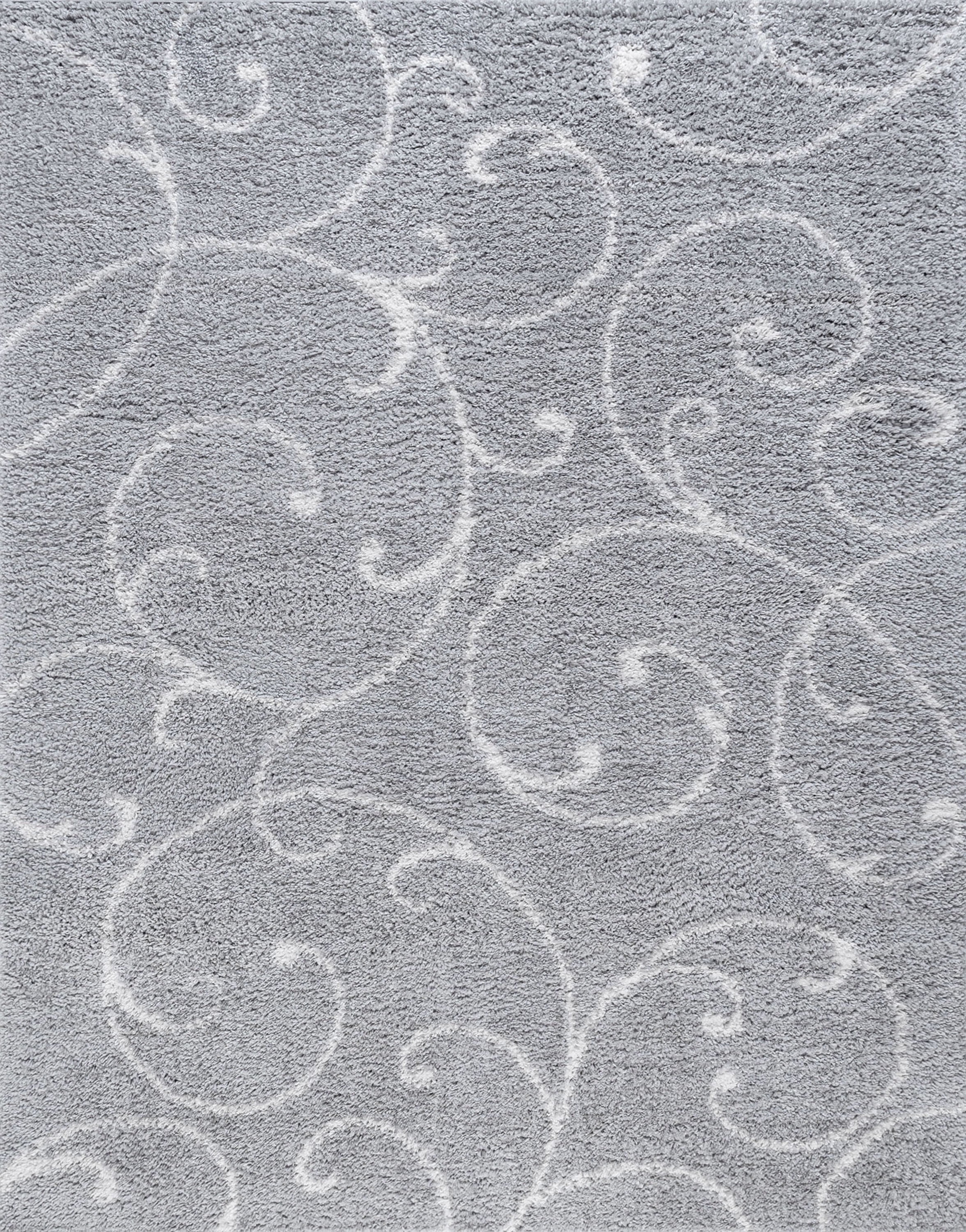 Bliss Rugs Transitional Floral 4' x 5'3'' Silver and White Polypropylene Indoor Area Rug, 4' x 5'3''