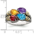 thumbnail image 4 of 14K/Silver Two-Tone Sterling Silver & 14K Four-Stone And Diamond Mother's Ring Semi-Mount (Size 8) Made In Thailand qmr20/4-8, 4 of 5