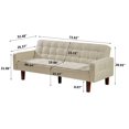 thumbnail image 6 of Convertible Sofa Bed with Adjustable Backrest, Linen Fabric Sofa Couch with Wooden Legs and Thick Cushion, Comfy Sofa Bed for Small Spaces Living Room Apartment Home Office Studio Dorm, Beige, 6 of 9