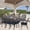 Antique Bronze / Navy Blue, variant on 9-Piece Patio Cast Aluminum Dining Set, Outdoor Dining Furniture Set for 8 Person, Includes 84" Oval Table and 8 Chairs with Umbrella Hole for Patio Deck Garden