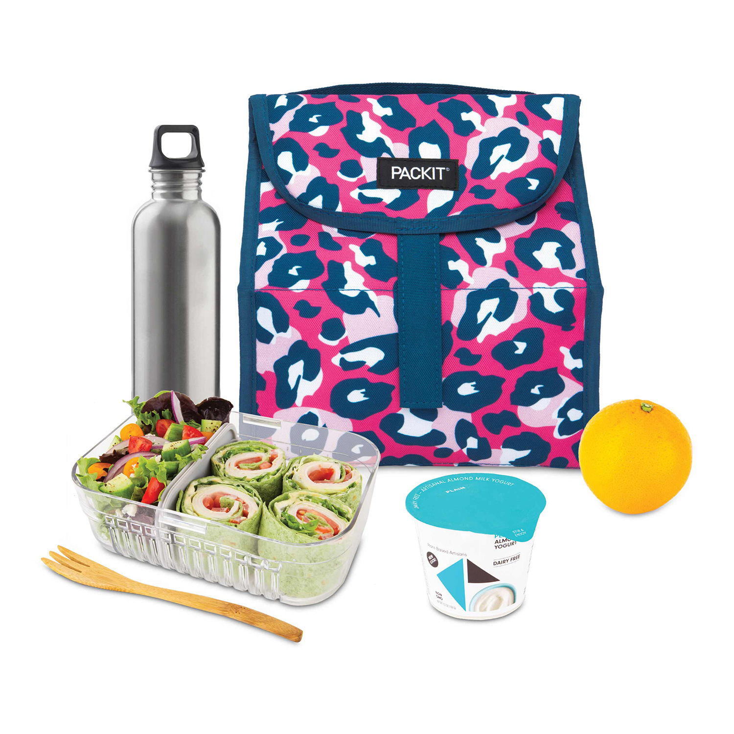 Packit Freezable Classic Lunch Box Wild Leopard Blue Pink Orange Bag  Container