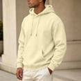 thumbnail image 5 of UDAUDU Mens Fleece Hoodie Long Sleeves Casual Pullover Drawstring Hooded Sweatshirt with Kangaroo Pocket Cozy Basic Hoodies for Men Beige S, 5 of 9