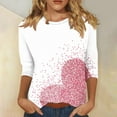 thumbnail image 2 of Valentine's Day Shirts for Women 3/4 Length Sleeve Tops Love Hearts Print Crewneck Cute Casual Graphic Tee Tshirts (M, White 08), 2 of 5