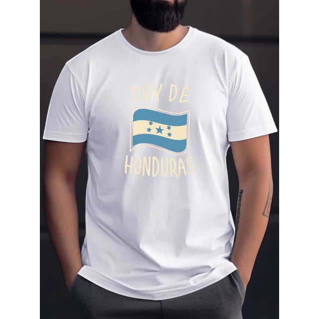 Funny Graphic - playera para hombre y mujerI M From Honduras Vintage Graphic Print Men's Short Sleeve T-Shirts, Comfy Casual Elastic Crew Neck Tops For Men's Outdoor Activities Tee For Adult, Men, W