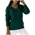 thumbnail image 3 of TYGHBN Ladies Autumn and Winter Long Sleeve Solid Color V Neck Slim Fit Fashion Knitted Pullover Sweater Top Quarter Zip Pullover Long Pullover Sweaters for Women plus Size Mens Sweat Shirts Soft, 3 of 9