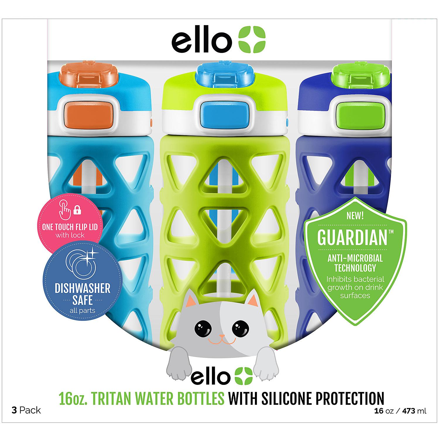 Ello Kids 16 oz. Luna Water Bottles, 3 Pack (Assorted Colors) - Sam's Club