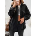 thumbnail image 4 of Asyoly Women Casual Button Down Shacket Jacket Long Sleeve Solid Color Oversized Trench Pea Coat Coat with Pockets, 4 of 7