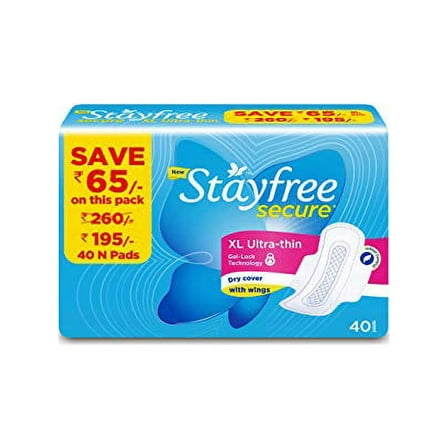 Stayfree Secure XL Ultra Thin Sanitary Napkins (40 Count)