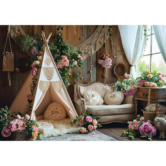 Allenjoy Boho Tent Tea Time Backdrop