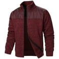 thumbnail image 2 of safuny Men's Classic Cardigan Sweaters Stand Collar Slim Casual Knitted Sweater long sleeve zipper Red L, 2 of 5