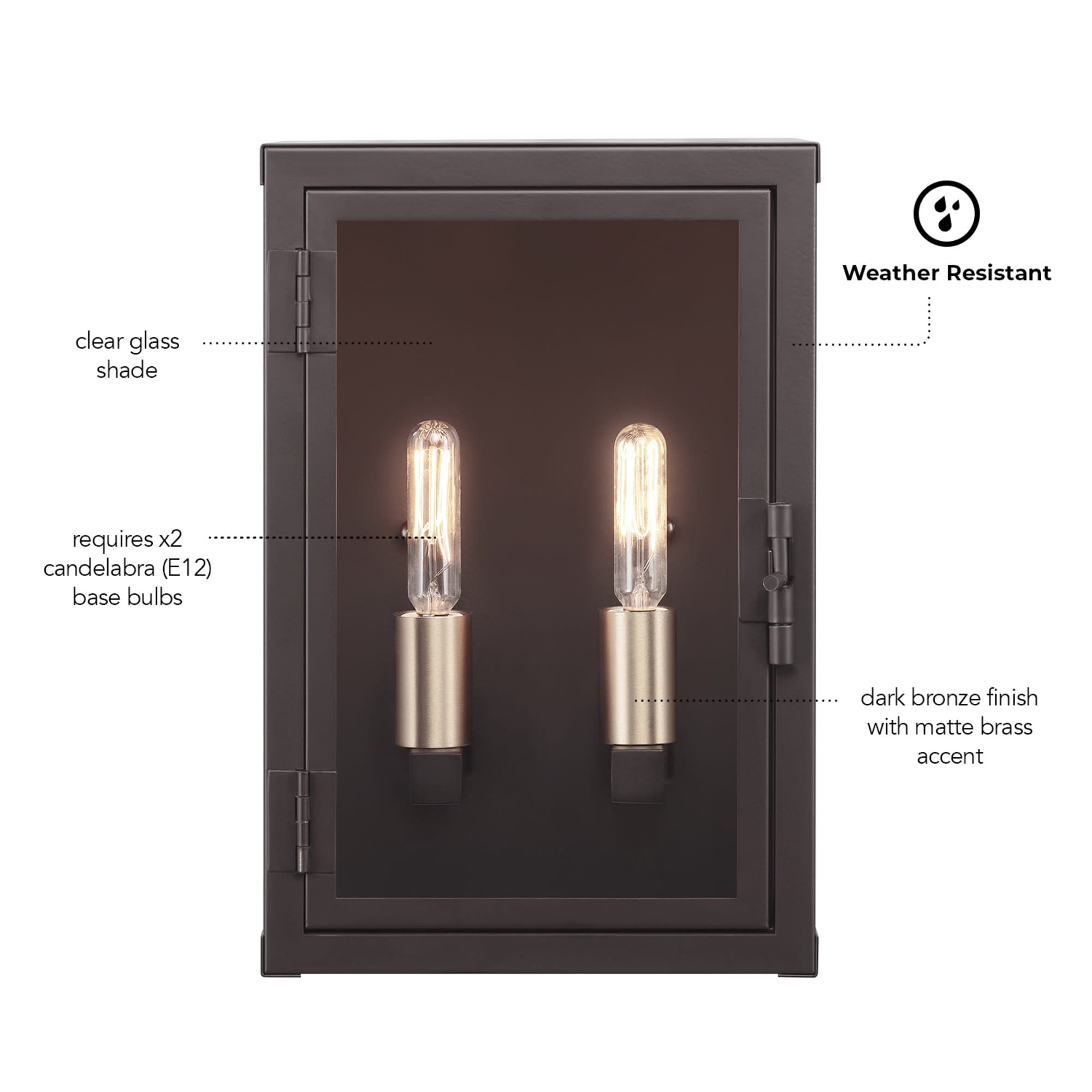 Globe Electric 91009563 2 Light 12" Tall Outdoor Wall Sconce - Bronze