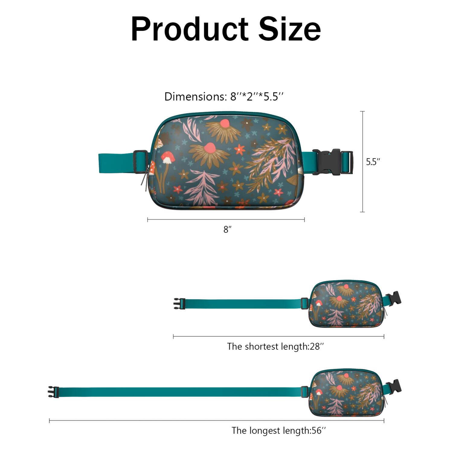 Fanny Pack Mushroom Waist Bag Running Belt Bag for Jogging for Women Casual Waist Packs with Adjustable Strap Waterproof Belt Bag for Daily Leisure Music Festival/Event