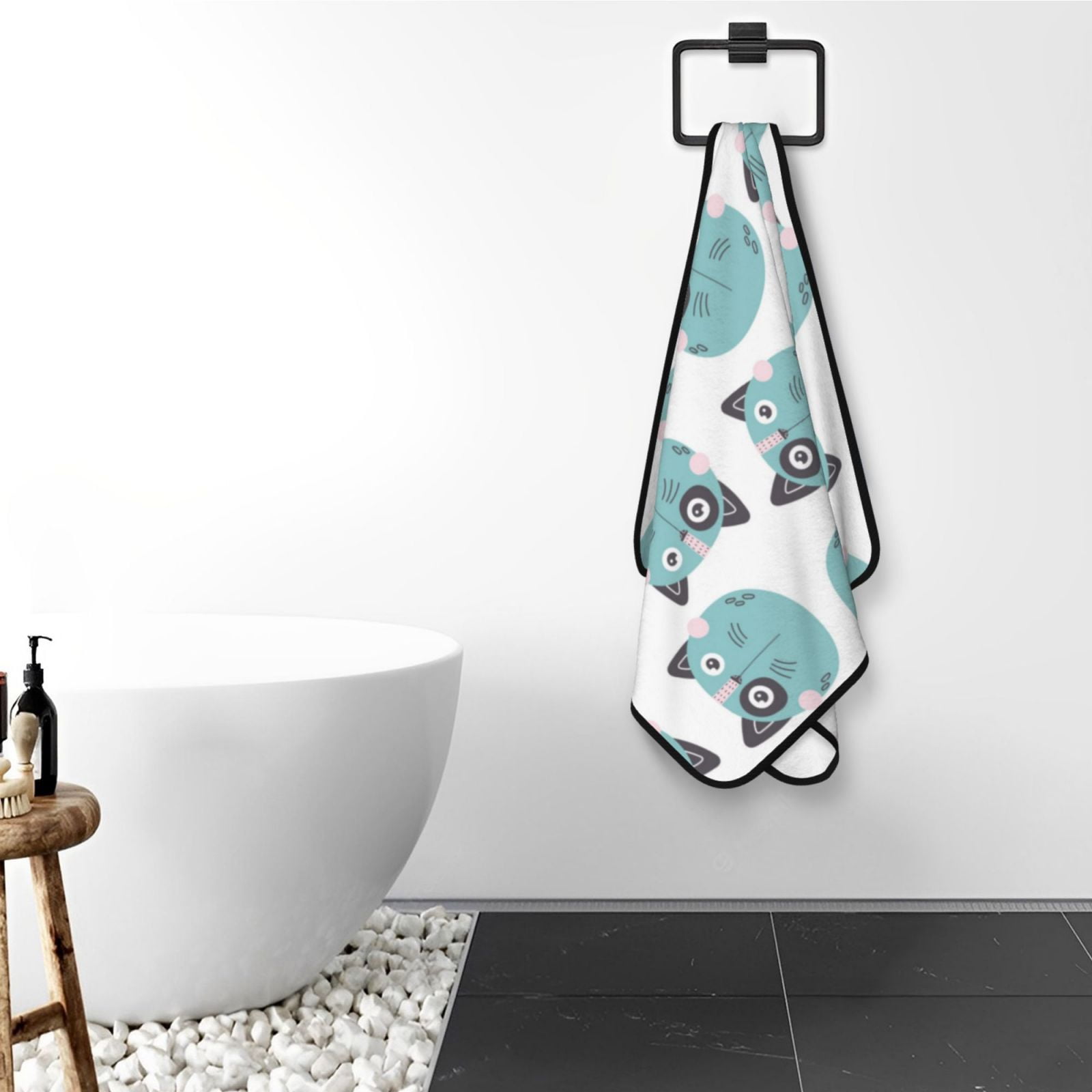 Cotton Bath Towels for Bathroom - Quirky Cartoon Cat Face Microfiber Quick Dry Towels for Body Bath Sheets, Personalized Beach Towel, Soft Shower Towels for Travel Home Beach 27*55in