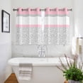 thumbnail image 3 of Pink Grey Kitchen Curtains Short 45 Inch Length, Chic Garden Floral Stripe Aesthetic Flower Boho Grommet Top Bedroom Living Room Curtains, Light Filtering Cafe Curtain Drapes 2 Panels Set 84''x45'', 3 of 9