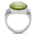 thumbnail image 4 of TK211 - High polished (no plating) Stainless Steel Ring with Precious Stone Conch in Apple Green color Size 8, 4 of 5