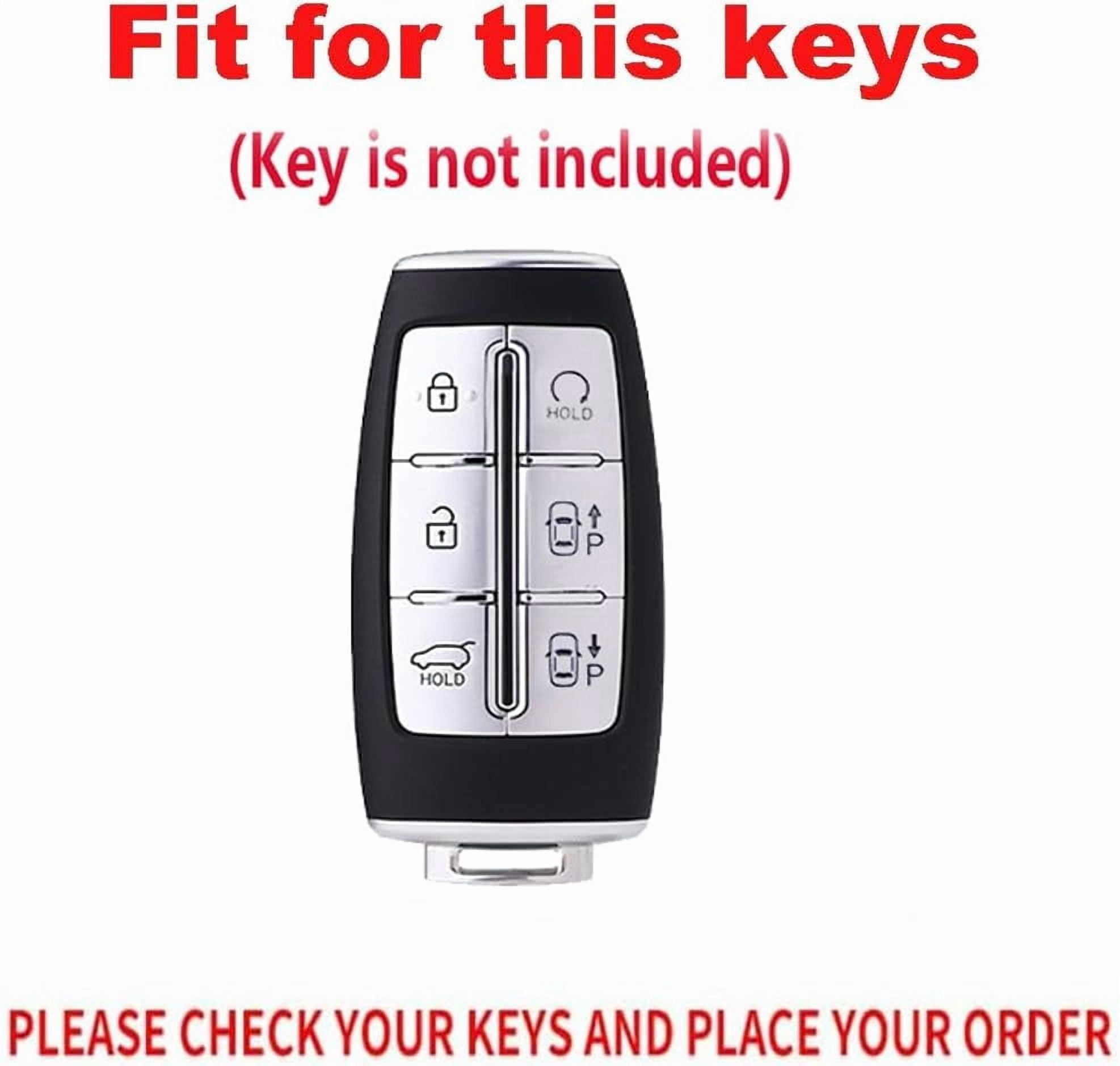Leather Key Fob Case Cover Fit for Hyundai Genesis G70 G80 G90 GV70 GV80 GV90 Keyless Entry Metal Remote Key Cover 6 buttons