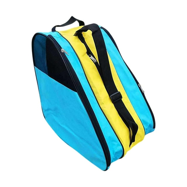 DYNWAVECA Sac de Transport pour Patins à Roulettes Sac de Transport pour Chaussures de Patinage avec Poignée Femmes Hommes Sac pour Patins à Glace Sac à Main pour Patins en Ligne Patins Quad Extérieurs Bleu Jaune