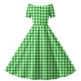 thumbnail image 7 of VBVC Women's Vintage 1950s Gingham Swing Dress , Ladies' Short Sleeve Double Breasted A-Line Midi Dress , Summer Peter Pan Collar Dresses For Women,Green,S-2XL, 7 of 7