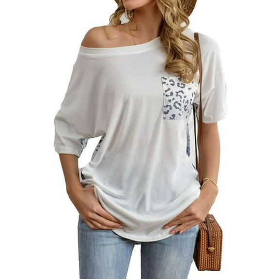 SWSMCLT Women's Cotton T Shirt Cheetah Printed Baggy Oversized Spring Casual Tees Tunic Shirt Soft Lightweight Summer Top Cool Loose Fit White X-Large