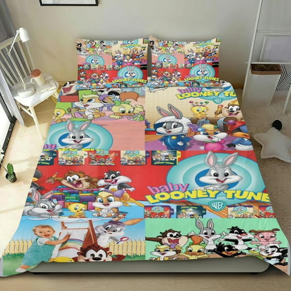 3 Piece Bedding Set For Baby Looney Tunes Comforter Cover Set Duvet Cover Sets Super Soft Teens Kids Bedroom Cute Gifts Twin