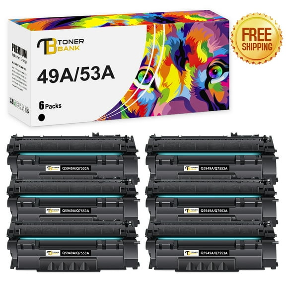 Toner Bank 6-Pack Compatible Toner Replacement for HP 49A Q5949A 49A LaserJet 1160 1160LE 1320 1320N 1320TN 1320NW 3390 3392 Printer Toner Ink Black