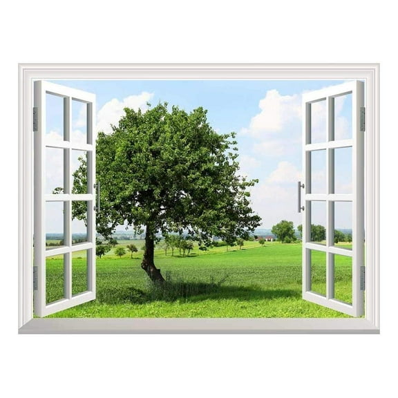 wall26 Removable Wall Sticker/Wall Mural - Spring on The Plains | Creative Window View Wall Decor - 24"x32"