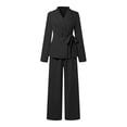 thumbnail image 5 of ZANZEA Womens Lapel Collared Tie Waist Formal Blazer Coat Jacket Wide Leg Pants Trousers 2Pcs Sets Suits, 5 of 6