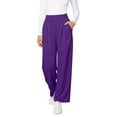 thumbnail image 5 of QATAINLAV Wide Leg Yoga Pants for Women Casual Loose Cozy High Waist Sweatpants Solid Color Sports Athletic Trousers with Pockets, Purple, XXL, 5 of 6