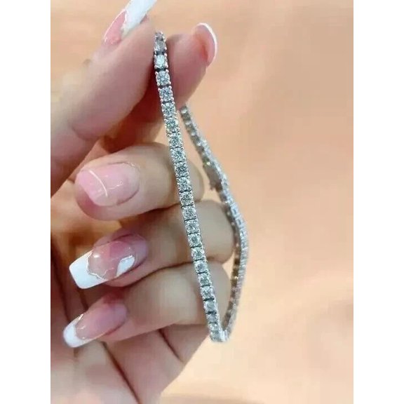 JALASH ONLINE 3mm Round Lab Created Diamond Women's Tennis Bracelet 14K White Gold Plated 7"