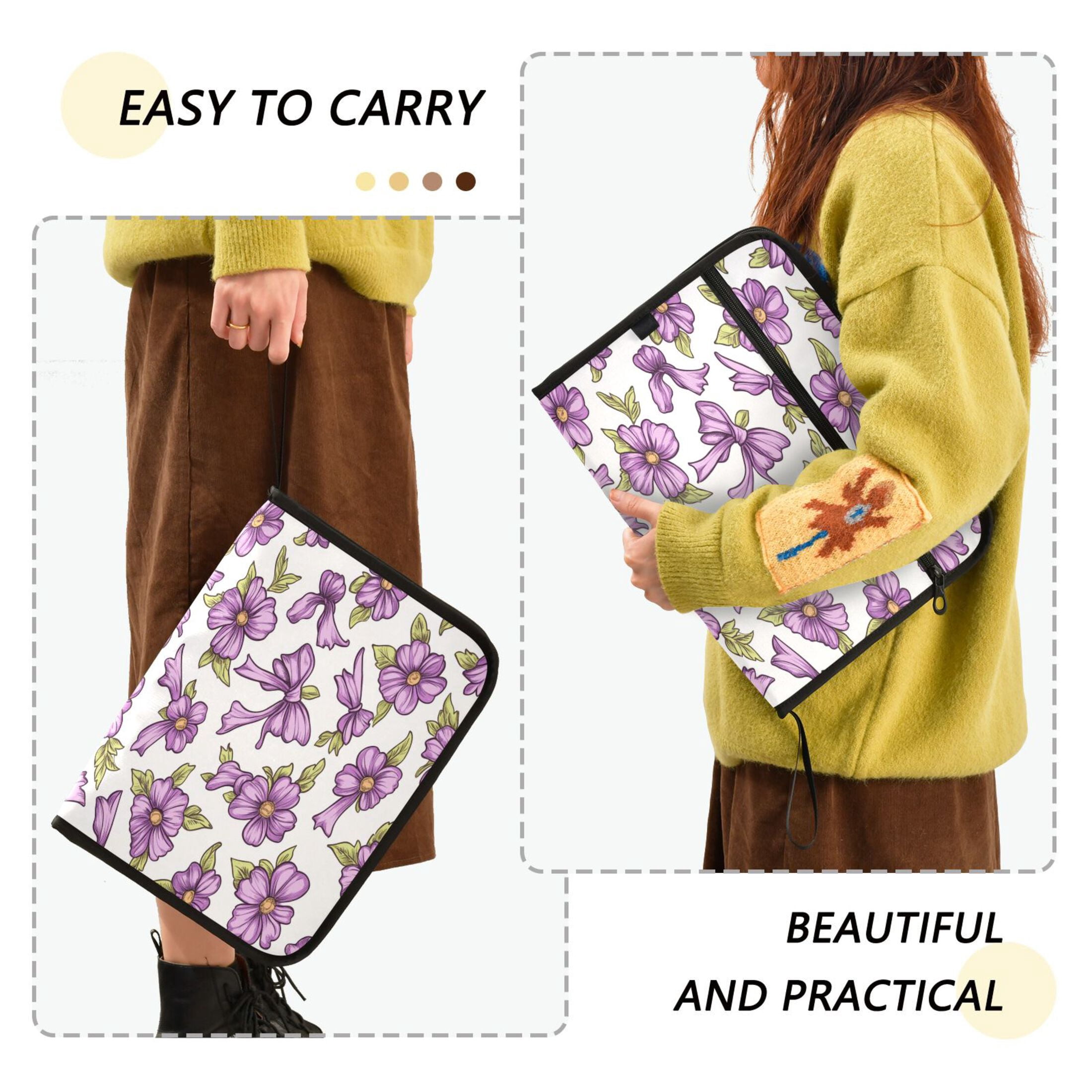 WOBOGO Lavender Flowers Pattern Expanding File Folder Letter Size Accordion Filing Organizer 13 Pocket Separate Organ Pocket