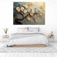 thumbnail image 3 of Mudket White Plum Blossom on Gold Branch Canvas Wall Art, Vintage Floral Oil Painting Wall Decor, Framed Ready to Hang Artwork for Living Room Bedroom Farmhouse - 12"L x 8"W, 3 of 10