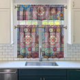 thumbnail image 3 of Kitchen Curtains 36 Inch Short - 3 Panel Set, Rod Pocket Window Curtain, Boho Floral Tribal Style, 100% Polyester for Farmhouse, Kitchen, Cafe, Bedroom, Easy Wash, 3 of 6