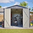 thumbnail image 5 of LZBEITEM 8'x12' Outdoor Metal Storage Shed with Floor Frame, Galvanized Steel Garden Shed, Metal Garden Tool Shed with Double Lockable Doors for Backyard Patio Lawn, Gray, 5 of 14