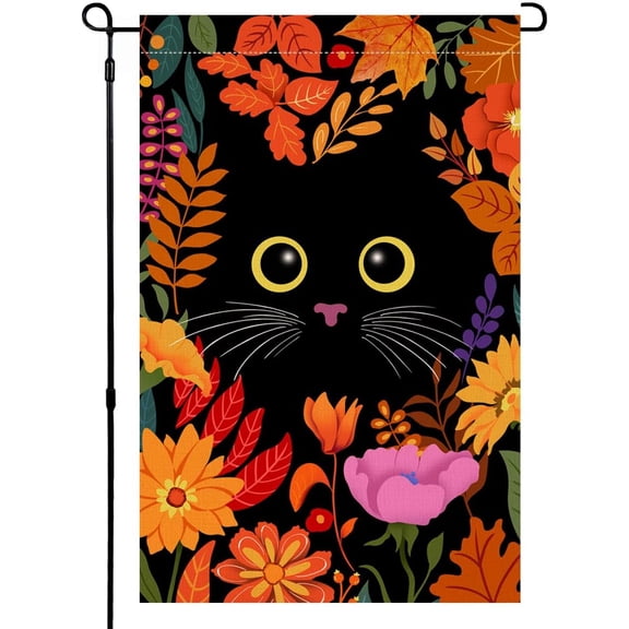 Shmbada Summer Cat Sunflower Garden Flag 12x18 inch Vertical Double Sided Spring Bee Flowers Farmhouse Holiday Outside Decorations Burlap Yard Flag
