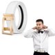 thumbnail image 1 of Cinturón de cuero sin agujero para mujer | Cinturón de trinquete automático para mujer y hombre | Ajustable a doble cara de 1,38 pulgadas de ancho | Hebilla de aleación de oro | Negro Azul | Traje, 1 of 7