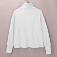 thumbnail image 5 of ManxiVoo Women's High Neck Pure Cotton Sweatshirt Long Sleeve Versatile Solid Color Casual Winter Pullover XXL Size White, 5 of 9