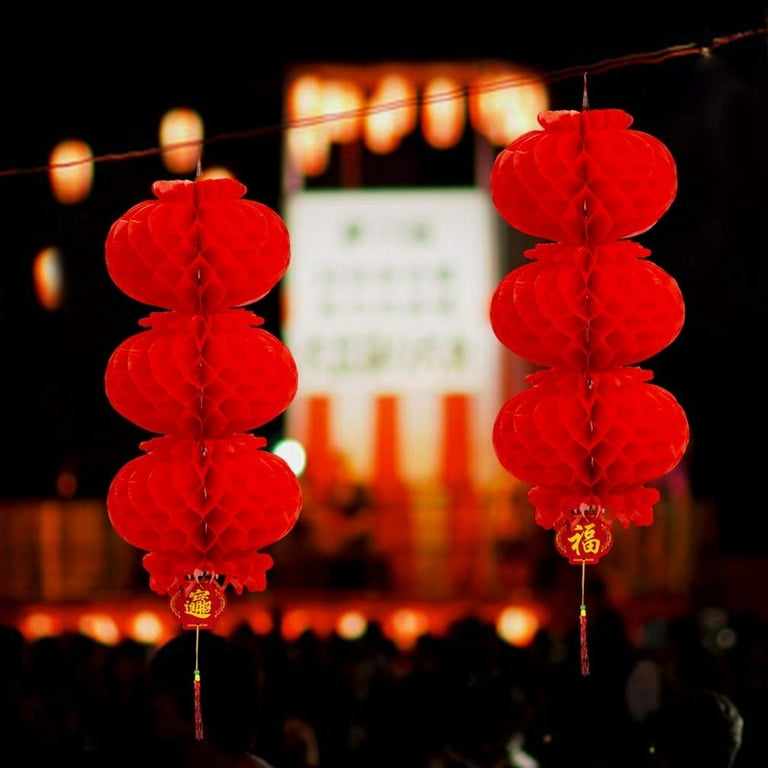 20X Lantern Tassel Hanging New Year Red Paper Lanterns Chinese Hang Party  Decor