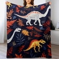 thumbnail image 3 of JEUXUS  in The Dark Sherpa Throw Blanket, Jurassic Dinosaur Pattern Double-Sided Super Soft Luxurious Plush Blanket for Kids, Navy Blue, 3 of 6