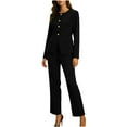 thumbnail image 2 of YueHuiYing Women's 2 Piece Suits Business Casual Outfits Long Sleeve Solid Blazer Pantsuits Professional Office Work Sets, 2 of 9