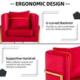 thumbnail image 7 of Velvet Accent Barrel Chairs Set of 2, Modern Arm Club Chair Set with Pillow for Living Room / Bedroom / Guest Reception, Channel Tufted, Gold Finish Base, Red, 7 of 7