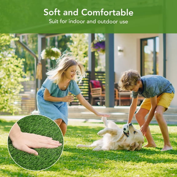 Towallmark Artificial Grass Turf 1x10 m – Durable Fake Grass Rug with Drainage Holes, Ideal for Patios, Gardens, Balconies, and Pet Areas