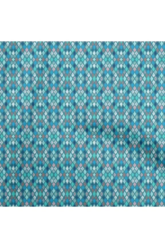 GeorgetteViscoseTealBlueFabricAsianIkatFabricForSewingPrintedCraftFabricByTheYard42InchWide