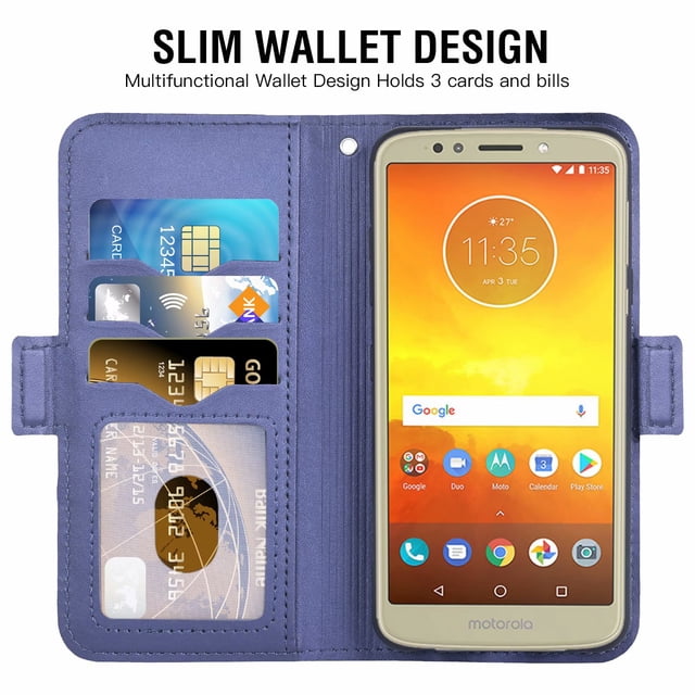 Case for Motorola Moto E5 Play - Mobile Phone Case with Magnetic Closure, Stand Function And Card Slot, Case Cover Protective Cover Pouch Book Folding Style Blue