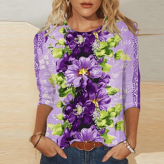 Camisetas Sentuca para mujer con Alzheimer (2024), camisetas gráficas, blusas de manga 3/4, moradas, talla XXL