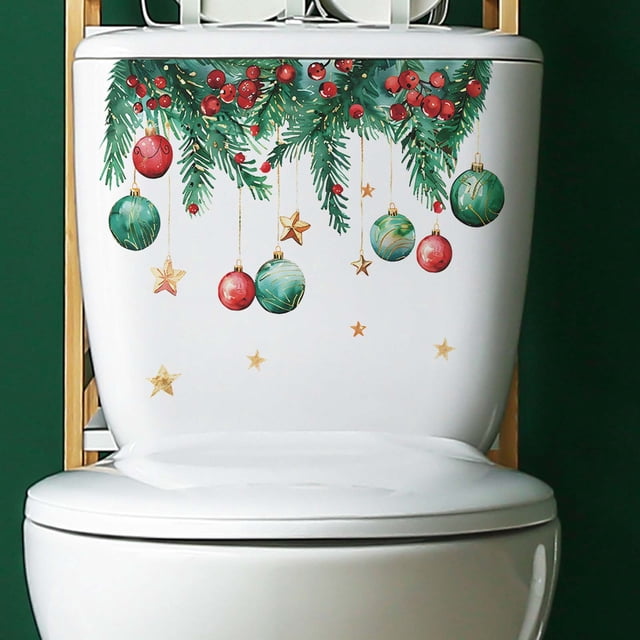 Lámpara colgante de estrella navideña, pegatinas para inodoro, baño, inodoro, decoración del hogar, pegatinas de pared