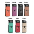 thumbnail image 2 of Shockproof Dust-proof Card Protector Phone Stand Leather Cover For Samsung Z Flip 3 Metal Ring Phone Case BROWN, 2 of 8