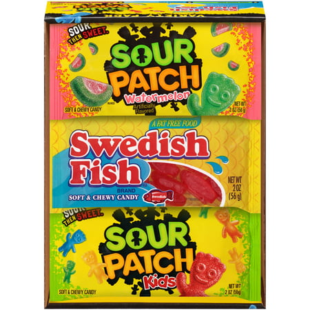 Sour Patch Watermelon, Sour Patch Kids, Swedish Fish Soft & Chewy Candies, 2 Oz., 18